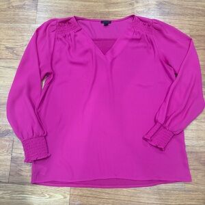 Ann Taylor Pink Puff Sleeve Blouse